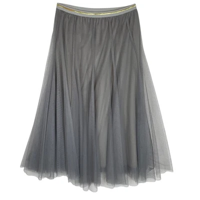 Falda midi de tul gris CHICWISH malla en capas cintura dorada para mujer XS Foto 1 de 4