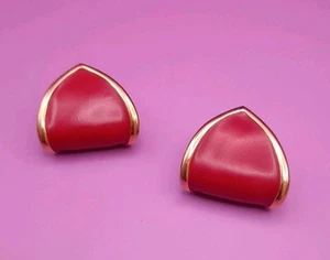 Vintage Monet Gold Tone And Red Curl Earrings - Picture 1 of 4