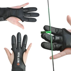 Archery 3Finger Glove Deerskin Protector Gear Leather Hand Guard Bow Hunt Target - Picture 1 of 17