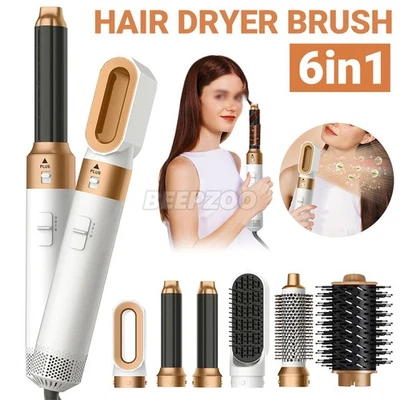 Hair Dryer Brush Styler Attachment Hot Air 6 in 1 Curl Straighten Volumize Dry - image 1 of 4