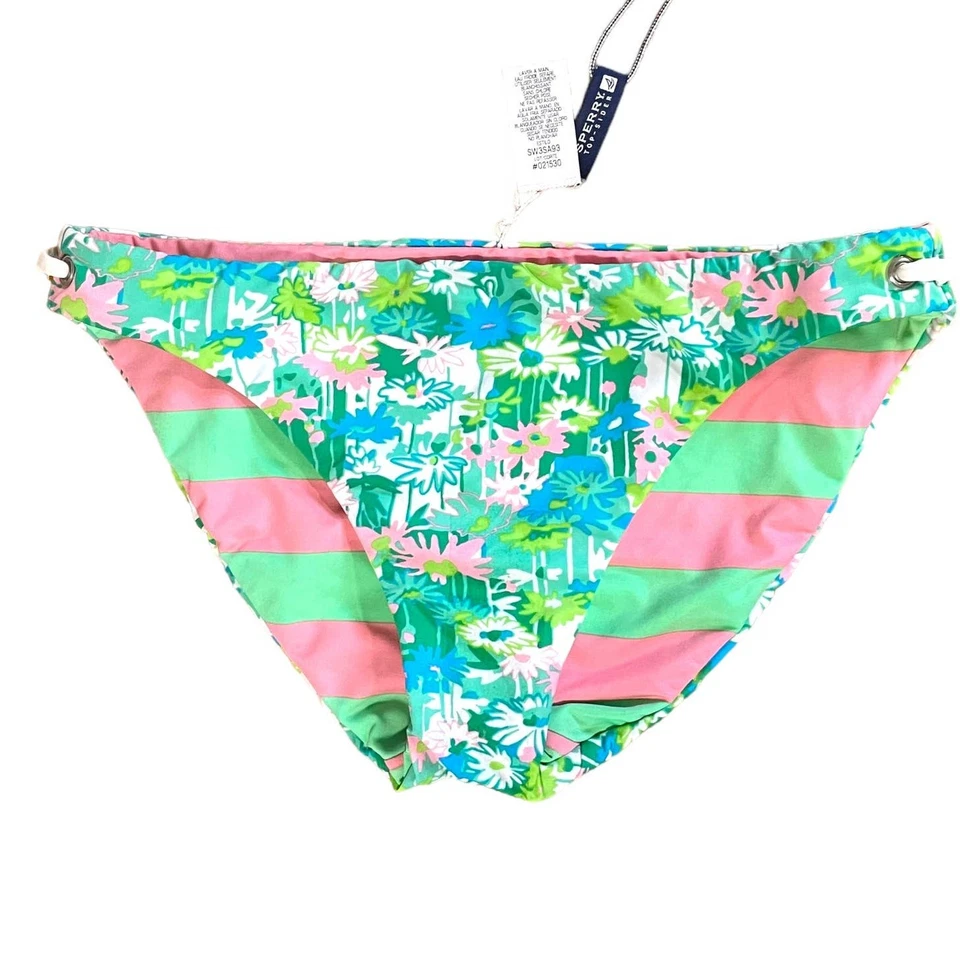 Sperry Top Sider Talla XS Bikini Hipster Reversible Pantalones de Natación Rayas Floral  Foto 1 de 4