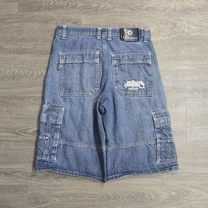 Vintage Southpole Denim Cargo Shorts Baggy Y2K Jorts Baggy Wide Faded Holes 32 - Picture 1 of 22