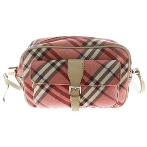 BURBERRY Shoulder Bag purse Crossbody Nova Check Leather Pink Authentic Canvas - Picture 1 of 24