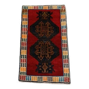 Vtg Tribal Rug 2x3 Handmade Wool Antique Carpet Kilim Hand Knoted Sarouk Farahan - Picture 1 of 14