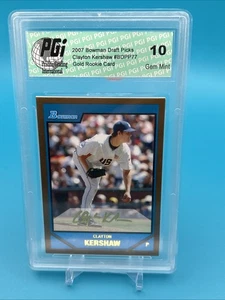 Clayton Kershaw "GOLD' 2007 Bowman Draft Picks PGI 10 Gem Mint #BDPP77 Dodgers - Bild 1 von 3