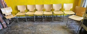 LOT of 8 KUSCH+CO 2000s RETRO LOOK HOT MOULDED PLYWOOD STACKING CHAIRS FREE SHIP - Picture 1 of 21