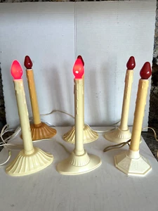 6 Grants elektrisch geformte Kunststoff Kerzenständer Kandelaber Sockel Weihnachten Vintage MCM - Bild 1 von 12