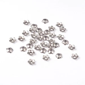 LOT de 100 PERLES 6,5mm ARGENTEES coupelles caps INTERCALAIRES FLEURS bijoux - Imagen 1 de 1
