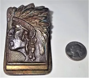 ANTIQUE C.J.O. JUDD USA CAST IRON INDIAN DESK WALL ART CLIP PAPERWEIGHT TOOL WAR - Picture 1 of 7