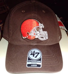 '47 BRAND CLEVELAND BROWNS HELMET LOGO FRANCHISE BROWN HAT/CAP NWT SIZE LARGE - Picture 1 of 6