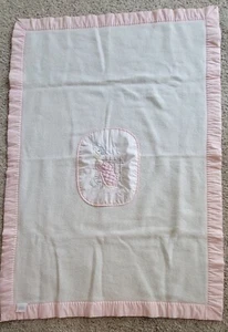 Baby Blanket Super Soft Vtg Beatrix Potter Jemima Puddle Duck White/Pink Trim - Picture 1 of 4