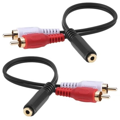 2 X 2-RCA Male to 3.5mm Female Aux Audio Headphone Jack Converter Adapter Cable - Image 1 of 3