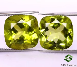 Zertifizierter natürlicher Peridot Kissenschliff Paar 10 mm 8,67 kt facettierter loser Edelstein - Bild 1 von 7