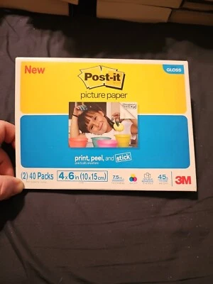 Post-it Picture Paper Print Peel & Stick Semi-Gloss 80 Sheets 4x6" 3M Open Box - Image 1 of 4