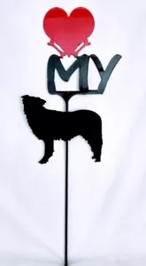 Border Collie Love (Herz) Yard Schild Metall Silhouette Made in USA - Bild 1 von 1