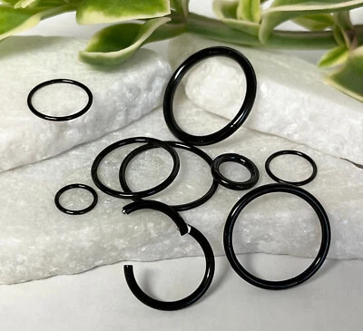 10pk Black PVD Hinged Segment Ring Hoops Clicker Wholesale Helix Daith Cartilage - Image 1 of 4
