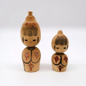 6.5cm Vintage Japanese Creative KOKESHI Doll Pair – Hand-Painted Folk Art KOC611 - Picture 1 of 20
