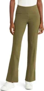 NUEVO Pantalones acampanados Zella cintura alta cremallera dobladillo en oliva talla L #1812 - Imagen 1 de 10