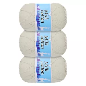 60% Cotton and 40% Acrylic Knitting Yarn-3 Skeins/3×252yards/3×4.23oz/Beige - Picture 1 of 7