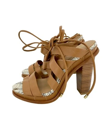 Calvin Klein Zapatos Marrón Con Cordones Plataforma Tirantes Sandalias Tacones TALLA 7.5 SH03 Foto 1 de 4