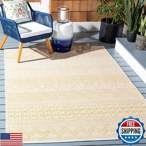 SAFAVIEH Courtyard Collection 2'7" x 5' Beige/Gold CY8196 Indoor/ Outdoor Wat - Picture 1 of 5