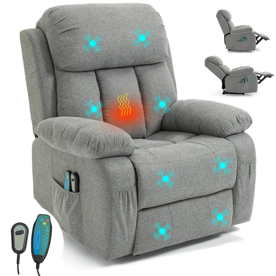 Recliner Armchair 8 Point Electric Heated Massage Sofa Arm Chair Lounge Home - Image 1 of 1