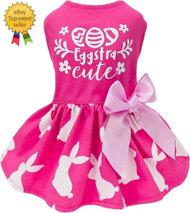 Eggstra Cute Dog Easter Outfit, Bunny Dog Dress, Holiday Dog Clothes for Small D - Picture 1 of 12