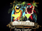 Newport Blue Birds Of A Feather Party Together Parrot T Shirt Size XL Humor