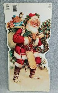 Eureka Christmas Diecut Santa Claus Toys Sled 2 Sided Wall Decoration Unused NOS - Picture 1 of 5