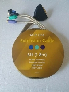 Gold X 6 feet. Extension Cable VGA/PS2 Male + VGA/PS\2 Female Model No. GX420-06 - Picture 1 of 4