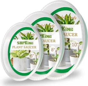 9 Pack Plant Saucers, Indoor Clear Plastic Flower Pot For Plant Water Drip Trays - Picture 1 of 5