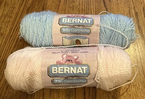 2 Skeins of Discontinued Bernat Baby Coordinates Pink Blue Yarn 6oz 170g - Picture 1 of 11