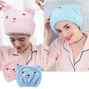 2X Damen Schnell Trocken Haar Turban Handtuch Wrap Kopf Hut Brötchen Kappe Dusch - Bild 1 von 6