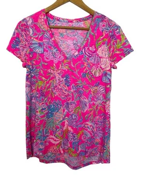 Lilly Pulitzer Womens Etta V Neck Pink Isle Shell Me Something Qoo Size XS NWT - Image 1 of 4