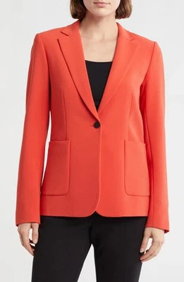 Theory Gabrielle Women's Modern Crepe Blazer Jacket in Poppy Size 00 - Image 1 of 4