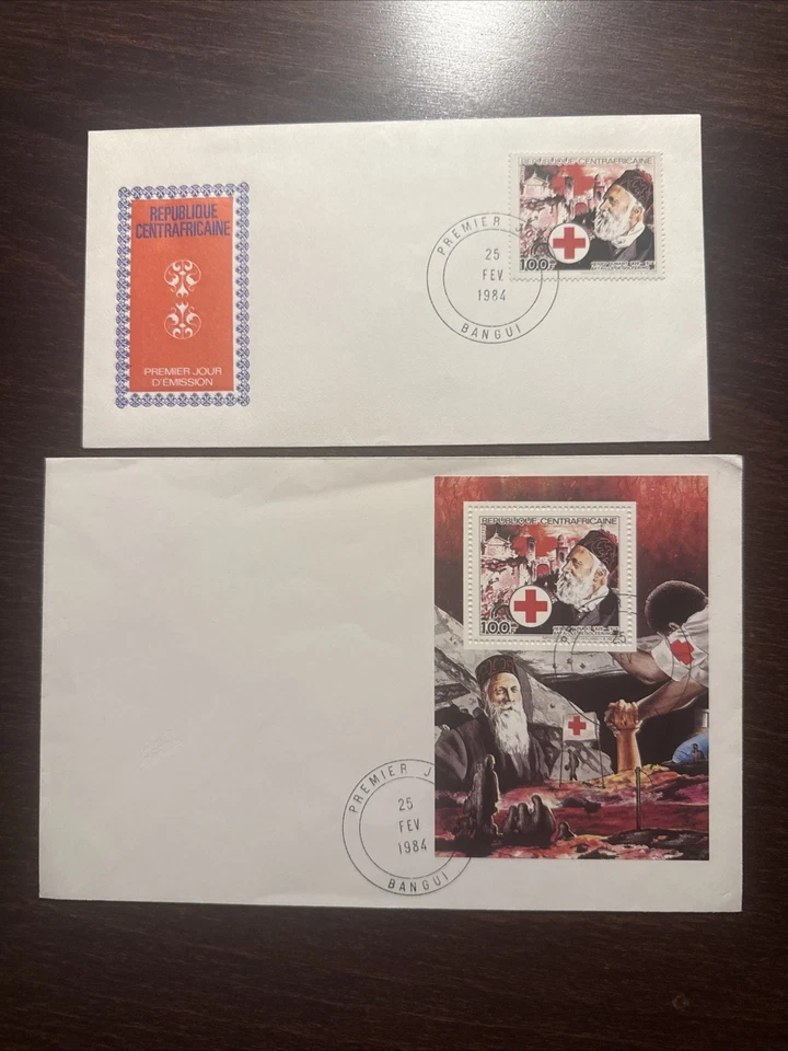 FUNDA CENTRO ÁFRICA FDC AÑO 1984 CRUZ ROJA DUNANT SELLOS MEDICINA SALUD Foto 1 de 1