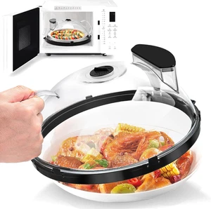 Microwave Splatter Cover with Water Steamer, 12 Inch Clear Microwave Plate Cover - Picture 1 of 12