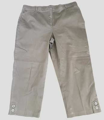 TRIBAL Marrón Taupe Algodón y Spandex Pantalones Cortos Botones Pierna Excelente Talla 14 Foto 1 de 4