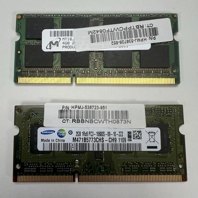 Micron 4GB 2Rx8 PC3-10600S DDR3 + SAMSUNG M471B5773CHS-CH9 PC3 2GB DDR3 Ram HP - Image 1 of 4