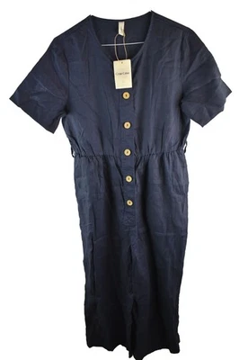 CRAE COVE Navy Linen Jumpsuit size S Womens Short Sleeves Casual Outdoors - Image 1 of 4