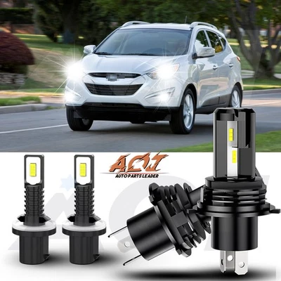 For Hyundai Tucson 2010 2011 2012 2013 4x LED Headlight Hi / Lo +Fog Light Bulbs Foto 1 de 4