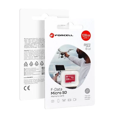 FORCELL MEMORY CARD F-DATA MICROSD HC 128 GB CLASSE 10 UHS-I SPEED 100MB 795CC5A - Immagine 1 di 4