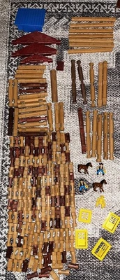 Lincoln Logs Lot Of 224 Pieces With Figures Windows Long And Short Logs - Image 1 of 4