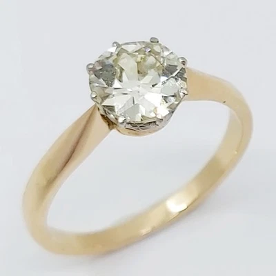 Ring 585/-, Altschliff Diamant ca. 1,25 ct, Größe 55, 2,72g - Bild 1 von 2