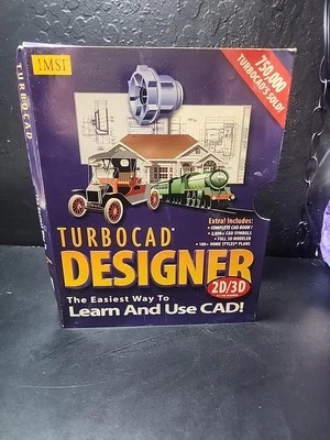 Turbocad 3d Designer 1.0 for Windows Open Box Sealed Disks Manual 1996 Imsi  - Image 1 of 4
