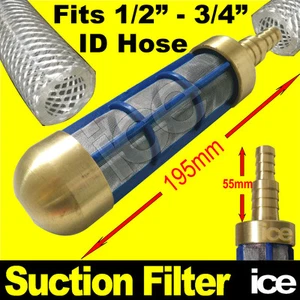 JET WASH WATER BUTT BOWSER HOSE PIPE BRASS WEIGHTED SUCTION FILTER STRAINER ½" ¾ - Picture 1 of 2