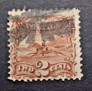1869 US Stamp Scott #113 - 2 Cent Post Horse - Used/NG/LH/F. b - Picture 1 of 2