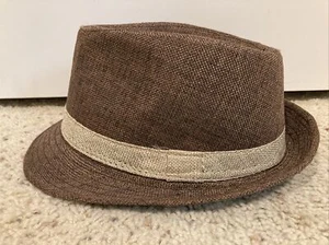 Brown Hipster Headwear Hat With White Headband Fedora Style Headwear - Picture 1 of 5