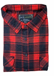 Mens Flannelette Long Sleeve Shirt 100% Cotton Authentic Flannel - Half Placket - Picture 1 of 3