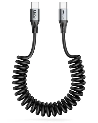 USB C Spiralkabel, 【0,4M-1M】 60W Kabel Für Android Auto, Iphone 16 Pro Max Plus, - Bild 1 von 4
